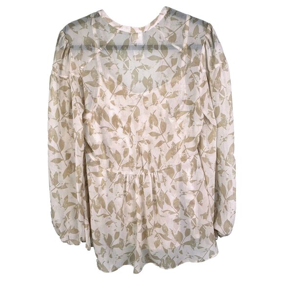 Cabi Couplet Blouse Flowy Chiffon Sheer Long Sleeve Top w/ Cami Beige Cream S - Picture 7 of 15